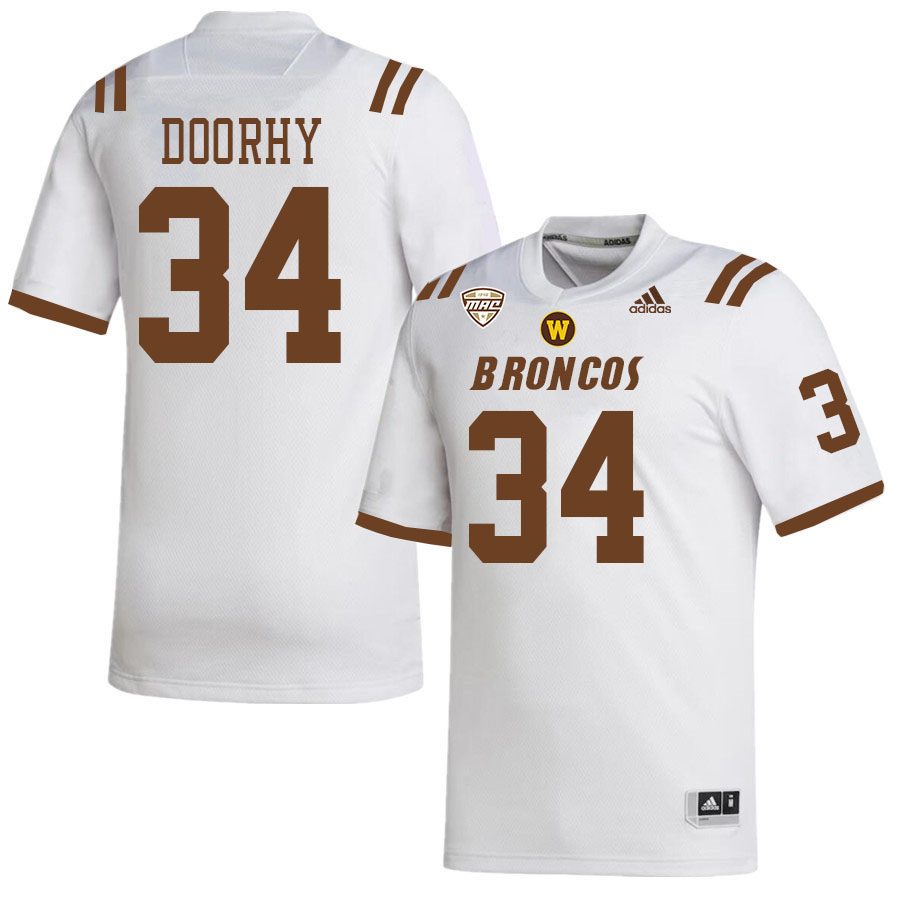 #34 Peyton Doorhy Western Michigan Broncos College Football Jerseys Stitched-White